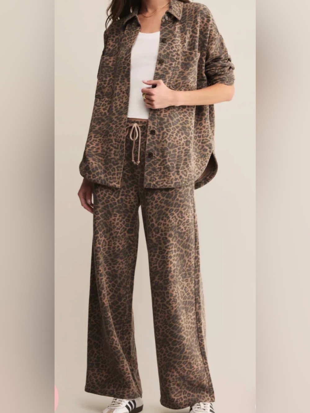 Z Supply•All Day Knit Jacket & Pants•Leopard Desert Tan•Size S•NWT•2PC Set